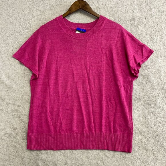 NEW Banana Republic Women's Size L Pink Linen Blend Knit Top - Picture 4 of 9